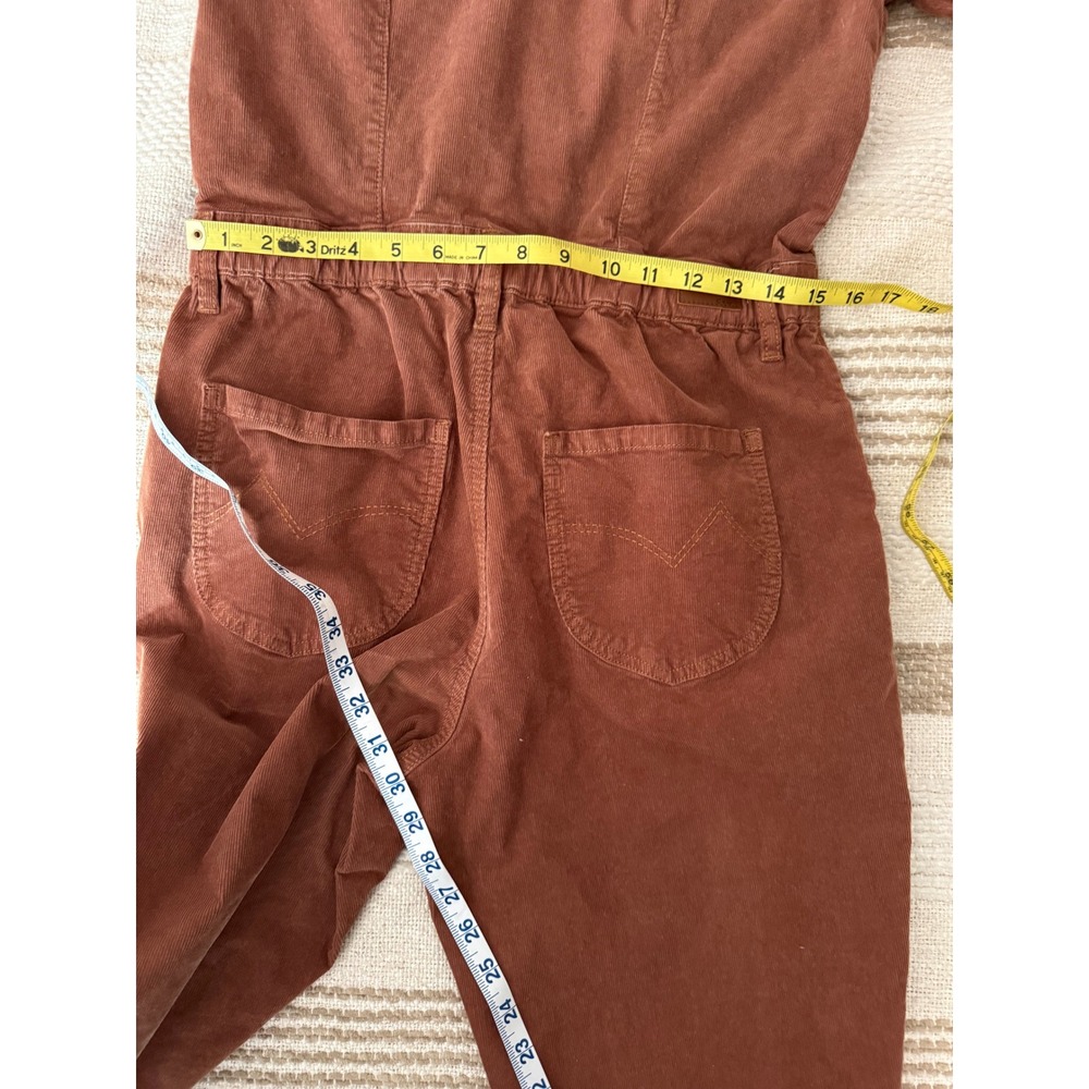 Cleo + Wolf Corduroy Jumpsuit Rust Brown Utility Short Sleeve Medium - Picture 3 of 11
